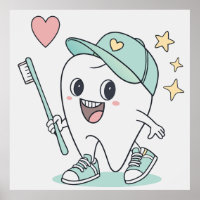 Cute Tooth Cartoon – Kids Dental Poster