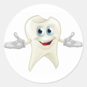 Cute tooth dental mascot classic round sticker