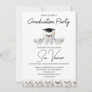 Cute Tooth Dental School Graduation Party  Invitation