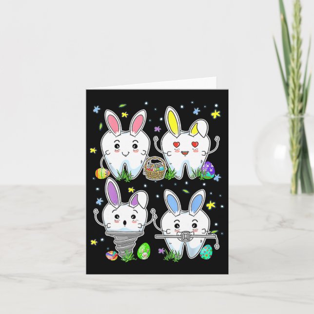 Cute Tooth Dental Squad Dental Assistant Easter Da Card (Front)