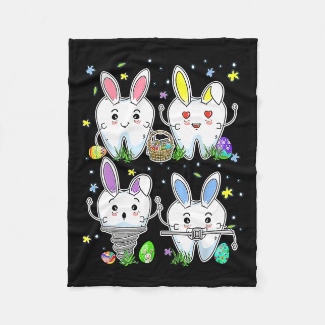 Cute Tooth Dental Squad Dental Assistant Easter Da Fleece Blanket (Front)