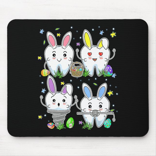 Cute Tooth Dental Squad Dental Assistant Easter Da Mouse Mat (Front)