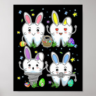 Cute Tooth Dental Squad Dental Assistant Easter Da Poster