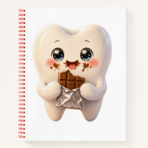 Cute Tooth Eating Chocolate Spiral Notebook. Notebook