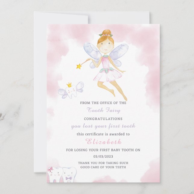 Cute Tooth Fairy Letter Invitation (Front)