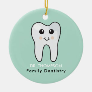 Cute Tooth Family Dentistry Ceramic Tree Decoration
