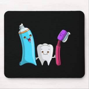 Cute tooth holding toothbrush and toot paste mouse mat