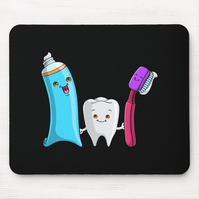 Cute tooth holding toothbrush and toot paste mouse mat (Front)