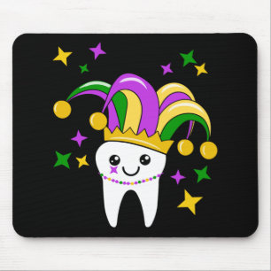 Cute Tooth Jester Hat Mardi Gras _ Funny Dentist L Mouse Mat