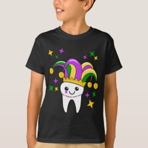 Cute Tooth Jester Hat Mardi Gras _ Funny Dentist L T-Shirt