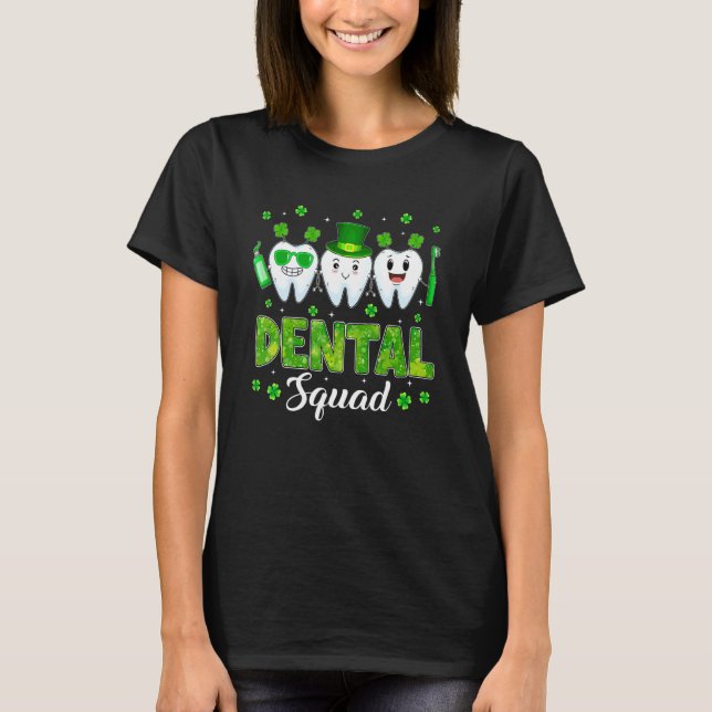 Cute Tooth Leprechaun Hat Dental Squad St Patrick' T-Shirt (Front)
