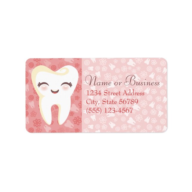 Cute Tooth - Pink Custom Address Labels (Front)