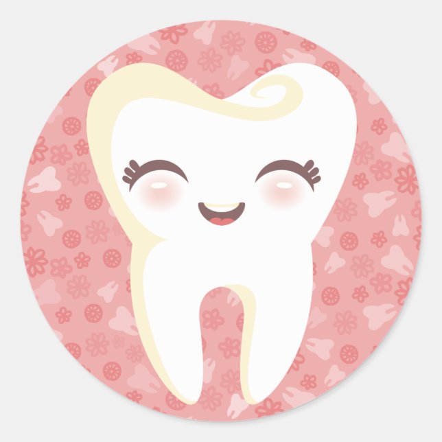 Cute Tooth - Pink Stickers (Front)