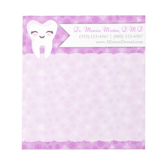Cute Tooth - Purple Custom Notepad (Front)