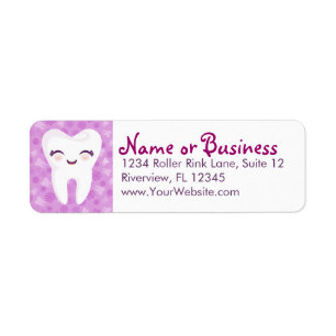 Cute Tooth - Purple - Custom Return Address Labels