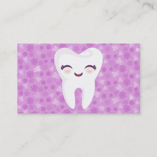 Cute Tooth - Purple Personalised Business Cards