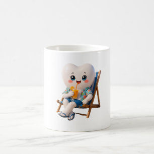 Cute Tooth Relaxing on Beach Coffee Mug Fun Dent