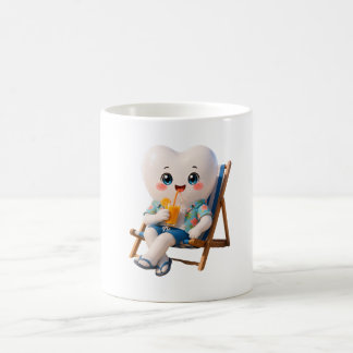 Cute Tooth Relaxing on Beach Coffee Mug | Fun Dent