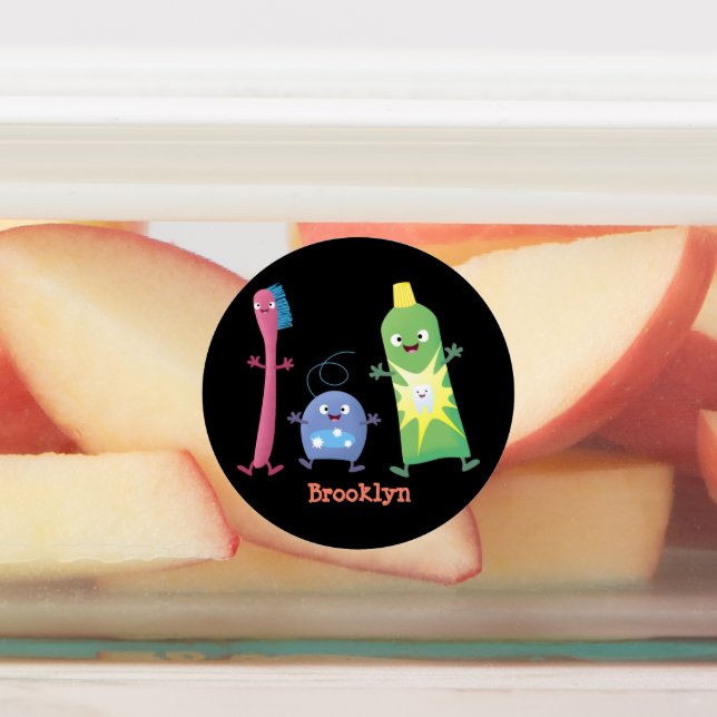 Cute toothbrush toothpaste dental floss cartoon (Affixed)