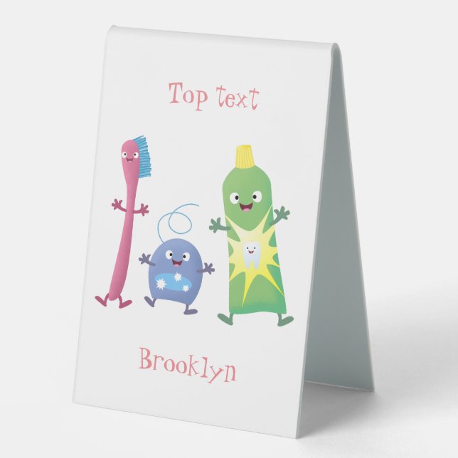 Cute toothbrush toothpaste dental floss cartoon (Front)