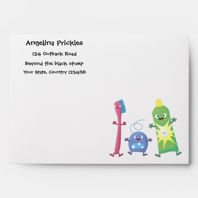 Cute toothbrush toothpaste dental floss cartoon envelope (Front)