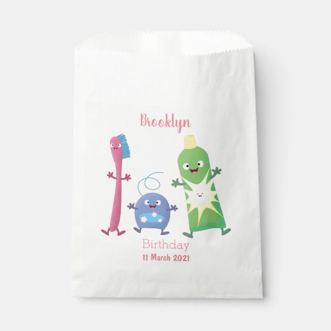 Cute toothbrush toothpaste dental floss cartoon favour bags (Front)
