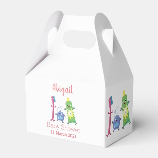 Cute toothbrush toothpaste dental floss cartoon favour box (Front Side)