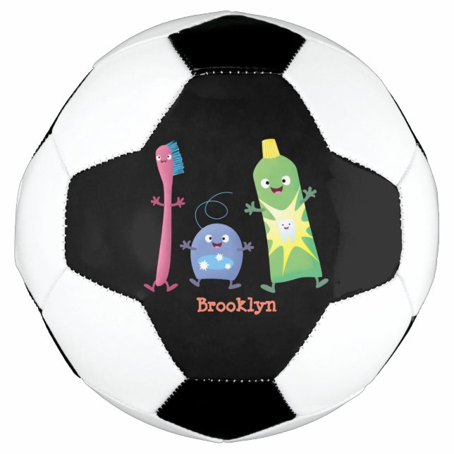 Cute toothbrush toothpaste dental floss cartoon football (Front)