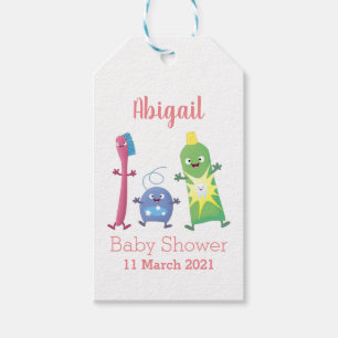 Cute toothbrush toothpaste dental floss cartoon gift tags