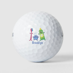 Cute toothbrush toothpaste dental floss cartoon golf balls