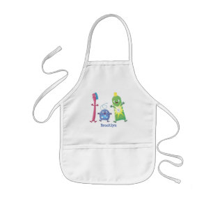 Cute toothbrush toothpaste dental floss cartoon kids apron
