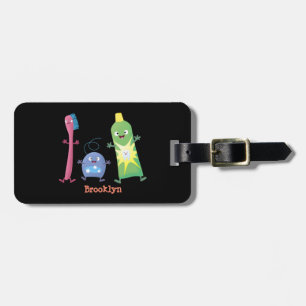 Cute toothbrush toothpaste dental floss cartoon luggage tag