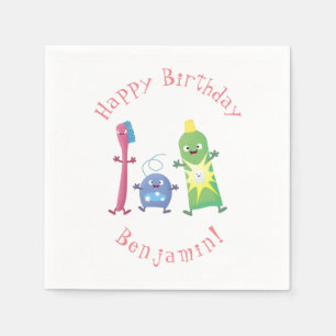Cute toothbrush toothpaste dental floss cartoon napkin