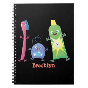 Cute toothbrush toothpaste dental floss cartoon notebook