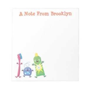 Cute toothbrush toothpaste dental floss cartoon notepad