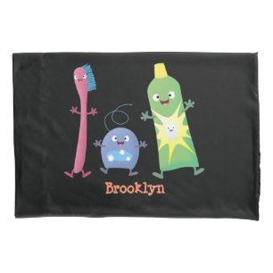 Cute toothbrush toothpaste dental floss cartoon pillowcase
