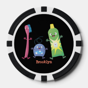Cute toothbrush toothpaste dental floss cartoon poker chips