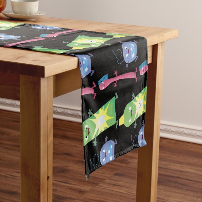 Cute toothbrush toothpaste dental floss cartoon short table runner (In Situ)