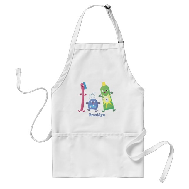 Cute toothbrush toothpaste dental floss cartoon standard apron (Front)