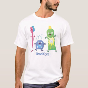 Cute toothbrush toothpaste dental floss cartoon T-Shirt