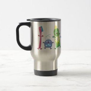 Cute toothbrush toothpaste dental floss cartoon travel mug