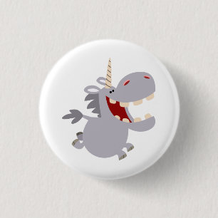 Cute Toothy Cartoon Unicorn Button Badge