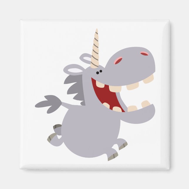 Cute Toothy Cartoon Unicorn Magnet (Front)