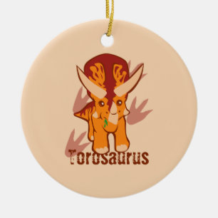Cute Torosaurus Ceramic Tree Decoration
