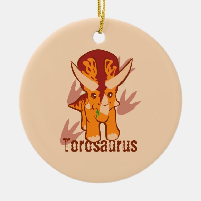 Cute Torosaurus Ceramic Tree Decoration (Front)