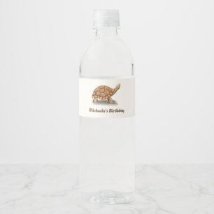 Cute Tortoise Birthday Party Water Bottle Label
