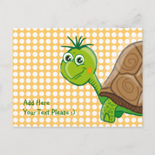 Cute Tortoise - Green Bubbles postcard