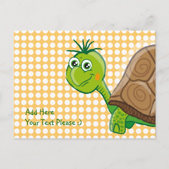 Cute Tortoise - Green Bubbles postcard (Front)