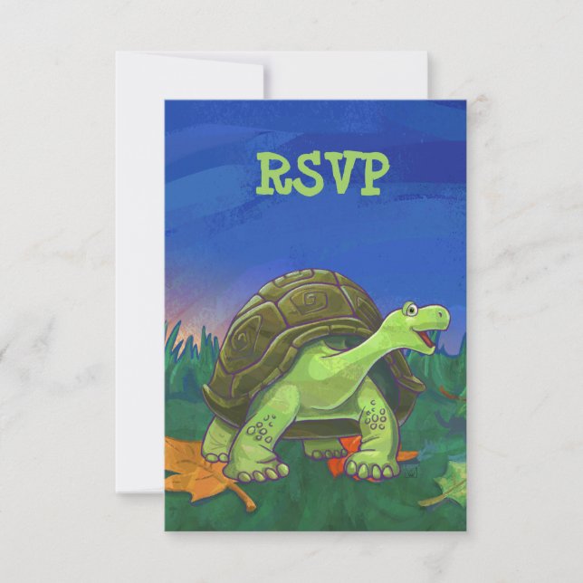 Cute Tortoise Party RSVP Card (Front)