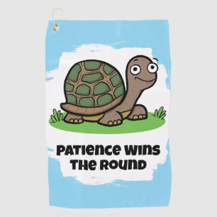 Cute Tortoise Patience Wins the Round Golf Towel